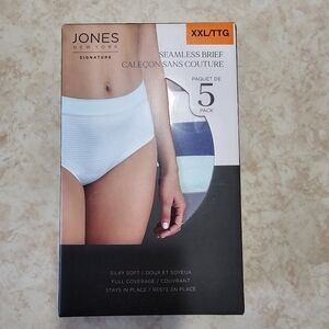 Jones New York Seamless Briefs 5-Pack - Blue and White Size XXL